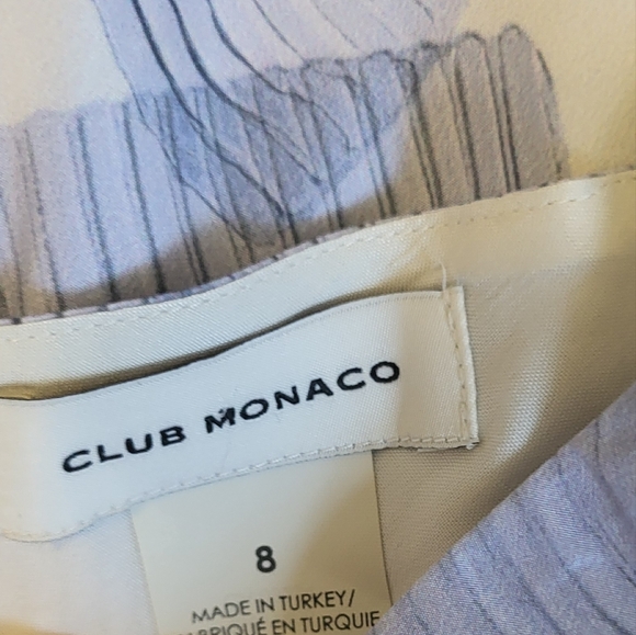 Club Monaco Printed Rouched Front Dress Size 8 Blue & White - Picture 10 of 13